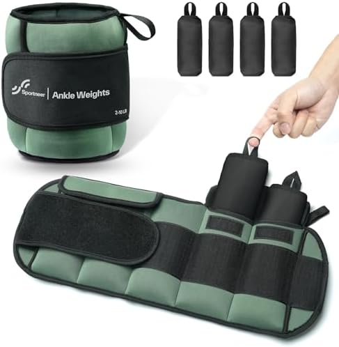 Sportneer Verstellbares Gewichtsmanschetten | 0,9-4,5kg(pro Knöchel) / 1,8kg - 9kg (pro Paar) Gewichtsmanschetten Fuß, Gewichte für Beine und Arme