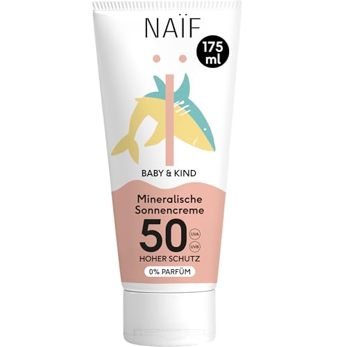 Naïf Sonnencreme für Baby & Kinder, LSF 50- Mineralischer Sonnenschutz mit Zinkoxid- Dermatologisch Getestet- Ohne Mikroplastik- Wasserresistent, 0{6012bdbae998221cbf9188f18f8613d430455a74649700a5ec6df737fb9d1ce1} Parfüm, für empfindliche Haut- 175ml Naïf Sonnencreme für Baby & Kinder, LSF 50- Mineralischer Sonnenschutz mit Zinkoxid- Dermatologisch Getestet- Ohne Mikroplastik- Wasserresistent, 0{6012bdbae998221cbf9188f18f8613d430455a74649700a5ec6df737fb9d1ce1} Parfüm, für empfindliche Haut- 175ml