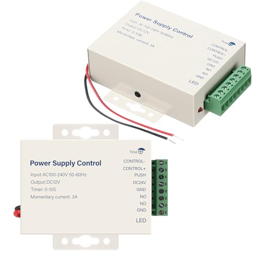 Yunsailing 2 Pack K80 12V 3A Power Supply Control for Door Access Control System, Video Doorbell, Magnetic Lock Input AC 110-240V 50-60HZ, Output DC 12V 3A with NO/NC Mode