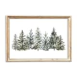 JarThenaAMCS Winter Canvas Wall Art Prints Watercolor Snowy Pine Trees Art Poster Christmas Forest Wall Decor for Gallery Living Room Bedroom (UNFRAMED 16 x 24in)