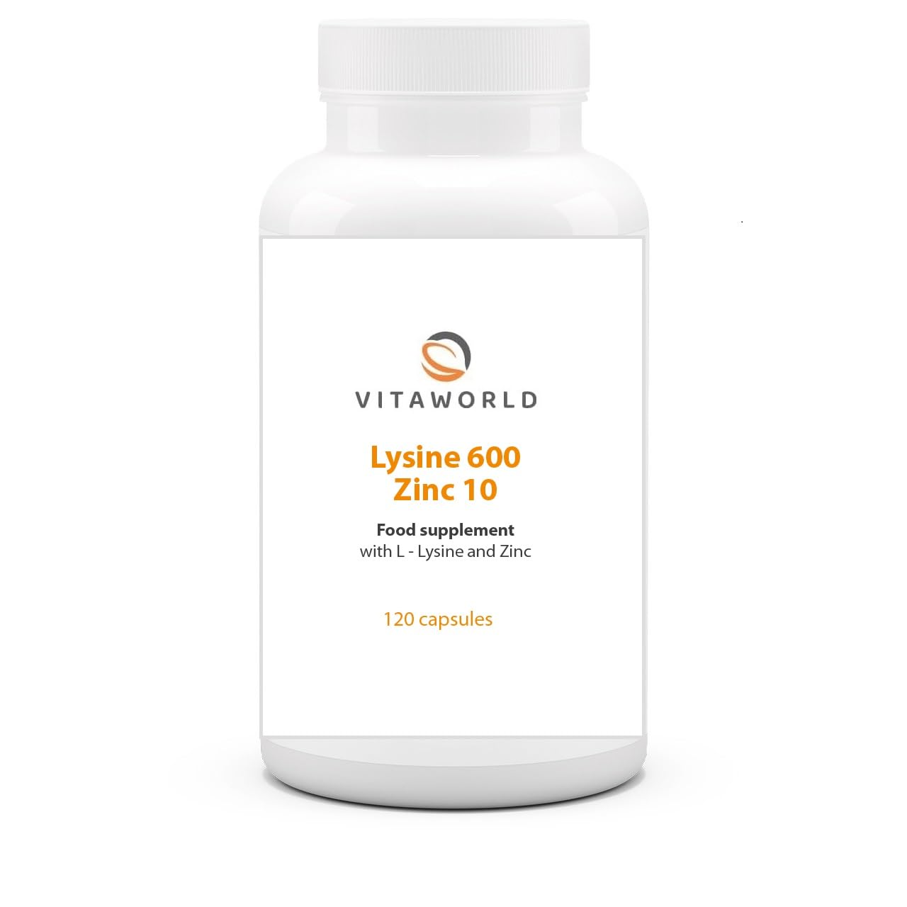 Lysin 600 + zinc 10 l 120 Capsules l Vegan l Pure lysin and zinc – no unwanted substances