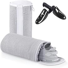 Teletrogy Shoe Laundry Bags for Washing Machine, Reusable Laundry Shoe Bag for Washer and Dryer, Fluffy Fibers 360 Wrap Around Cleaning, Adjustable Protective Shoe Trees - Home Dorm Travel, Gray