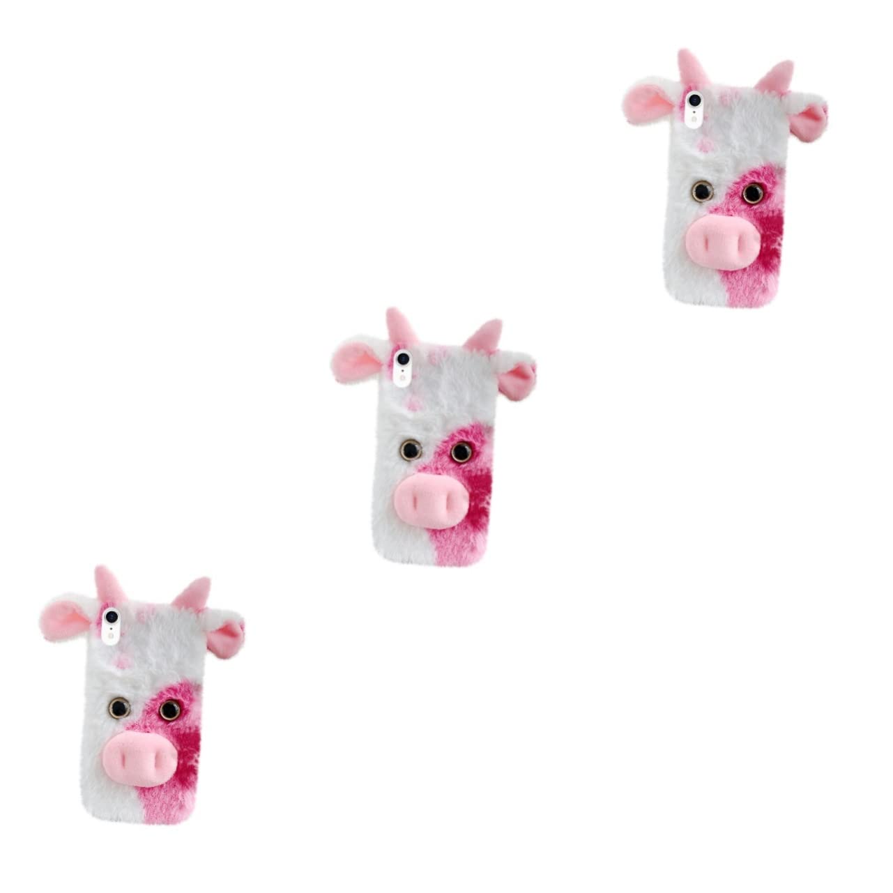 OSALADI 3stücke Fluffy Plush Cow Handyhülle Aus TPU Und Plüsch Kompatibel Mit rutschfest Stoßfest Süßes Cartoon-Design Idealer Schutz Für Unterwegs Langlebig Und Praktisch