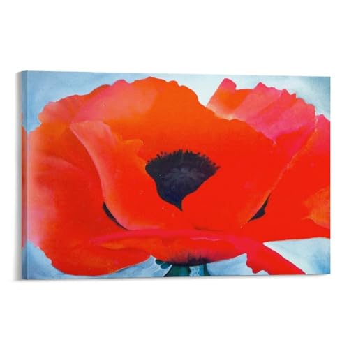 Georgia O'Keeffe Poster Toile Coquelicot Rouge 60x90 Anti-Reflet Grand Format