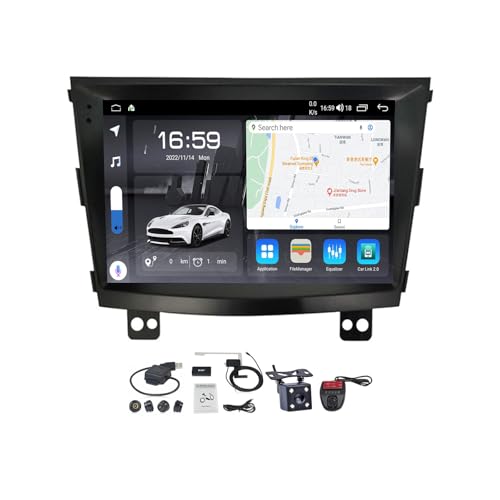 Genérico Autorradio con Pantalla táctil Doble DIN de 9 para SsangYong Tivoli 2015-2019, con CarPlay, Android Auto, Bluetooth 5.0, Android 12, cámara de reversa, Radio FM y Controles en el Volante (M