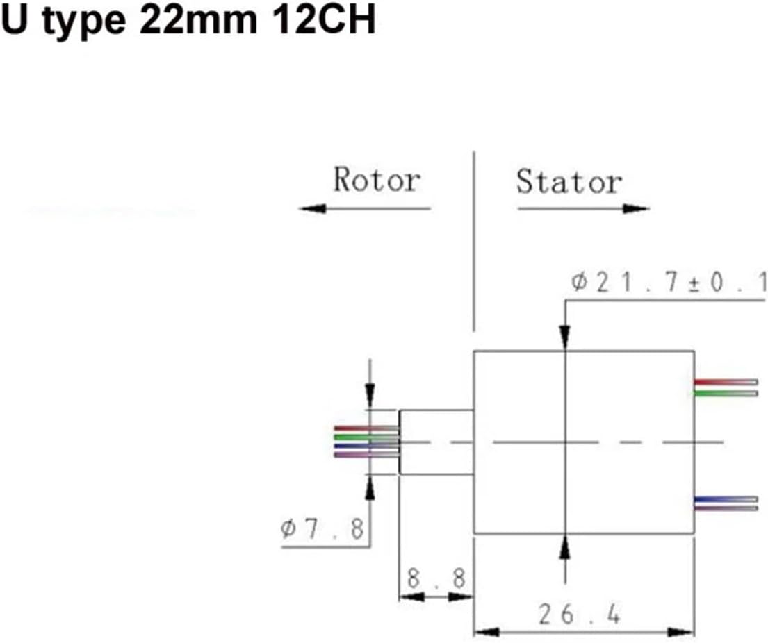 1pc 12 Channel 2A OD 22mm U Type Slip Ring Rotary Connector Collector Connector Without Flange Conductive Slip Ring