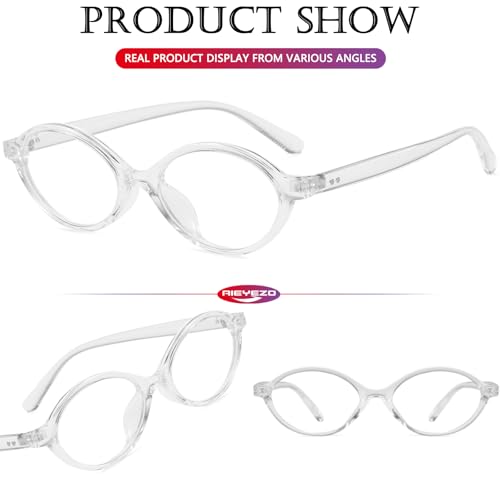 Image of AIEYEZO Small Oval Blue Light Glasses for Women Fashion Retro TR90 Oval Frames Computer Screen Glasses (Clear)
