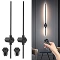 TAOQQI Battery Operated Wall Sconces Set of 2, Rechargeable Wall Lights with 5000mAh and Remote, 3000K-6500K Wireless Wall Lamps for Bedroom and Living Room, Comes with Two Extra Batteries, 24 Inch