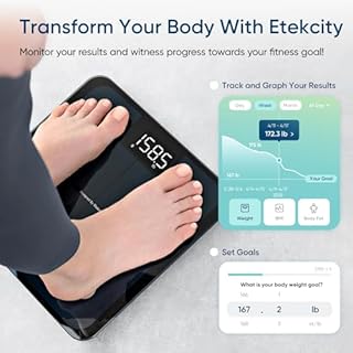 Etekcity Smart Scale for Body Weight, FSA&HSA Eligible, Bathroom Digital Weighing Scale with BMI, Body Fat, Muscle Mass, Accurate Bluetooth Home User Health Equipment Sync Apps, LED, Tempered glass