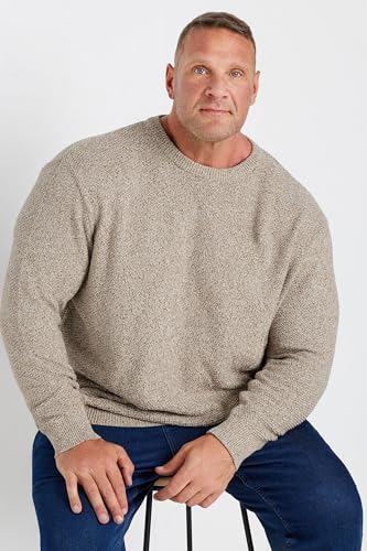 Big & Tall Men's Crew Neck Knitted Sweater Pullover Yellow3