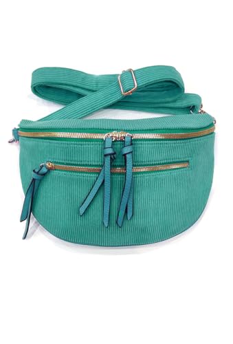 Marsupio da grande in a coste alla moda a forma di croce donna velluto verde