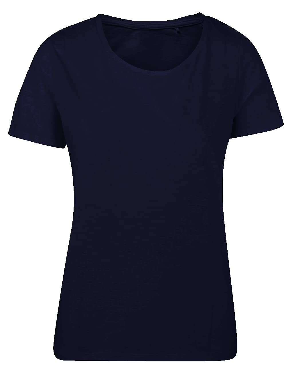 ChicWhisper Ladies 100% Cotton Crew Round Neck Plain T-Shirt Navy