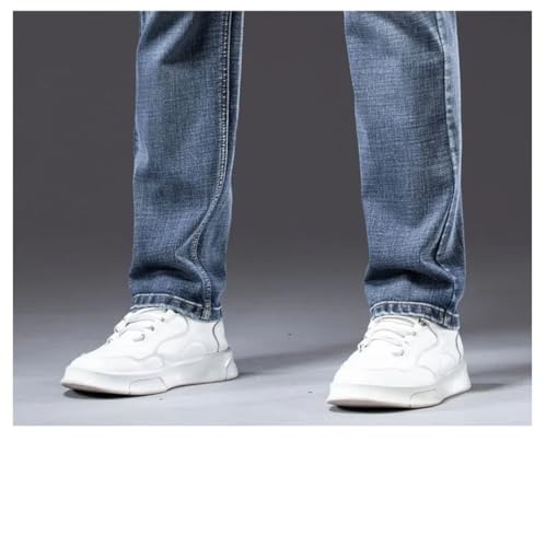 Men's Fce Lined Thiened Straight Leg Jeans Busin Elastic Autumn Winter Denim Pants4