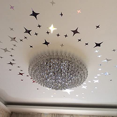 Horbous (43 Pack) 3D Home Office Shinning Ceiling Background Wall Star Wall Stickers Wall Decals Decoration Gold/ Silver (Gold) #TOP4