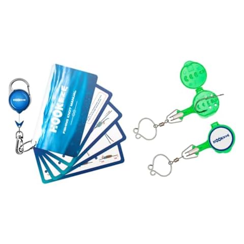 HOOK-EZE Fishing Knot Tying Tool(Nail Knot-Green), Fishing Knot Tying Cards to 8 Essential Fishing Knots, Come with A Fly Fishing Zinger Retractor Cover