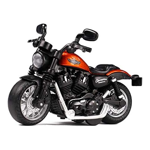 MING YING 66 Mini Toy Motorcycle - Pull Back Toy Cars with Sound and Light Toy,Toy Motorcycles for Toddlers,Motorcycle Toys for Boys Age 3-9 (Orange) Cover