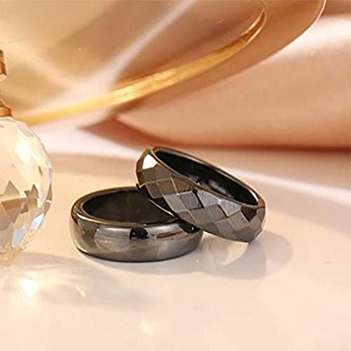 Miniatura 3 de Anillos de hematita genuina para mujeres y hombres, anillo de piedra de hematita negra, piedra de equilibrio de ansiedad, anillo de energía