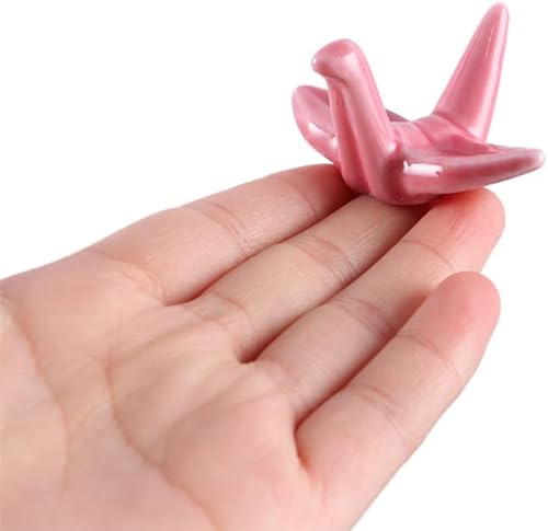 Miniatura 3 de Juego de palillos de cerámica con forma de grúas de papel, 4 piezas, soporte para palillos, grúa de origami, soporte para cuchara, tenedor, vajilla