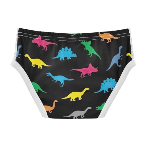 CHIFIGNO Boys' Cotton Briefs Printed Underwear Breathable Briefs Underwear for Toddler Boy, Colorful Dinosaur Black2