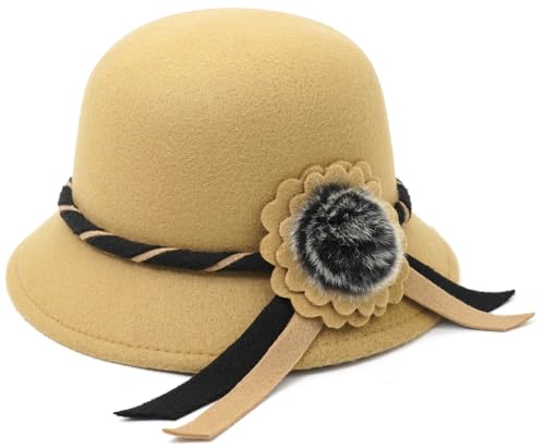 Chapeau cloche en feutre isolant et confortable à motif floral