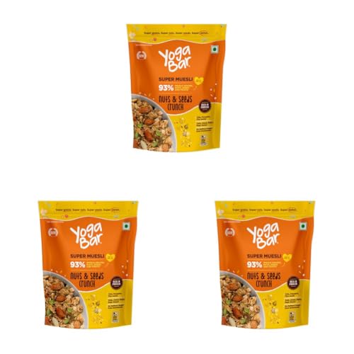 Image of Yogabar Nuts & Seeds Crunch Muesli, Super Save Pack, Wholegrain Breakfast, High Fiber Pouch (700 G) (Pack of 3)