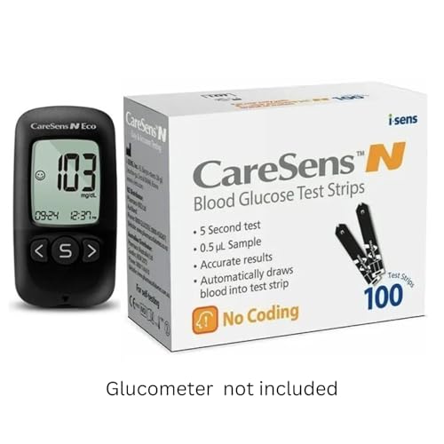 CareSens N 100 Glucose Test Strips with 100 Rossify Lancets | Accurate Blood Sugar Monitoring | Fast & Reliable Results | Compatible with CareSens N Glucometer | Diabetes Care Essentials