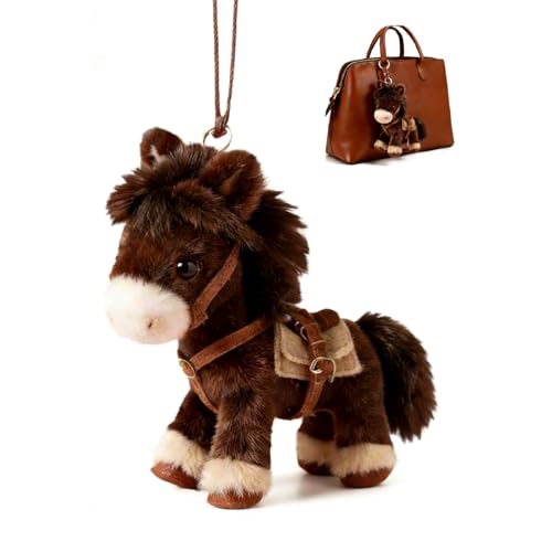 Keychain Plush Pony Bag Charm 2026 Plush Pony Bag Charm and Keychain Cute Horse Plush Keychain Lucky Horse Pendant for Bag Backpack New Year Good Luck Gift for Horse Lovers Collectors