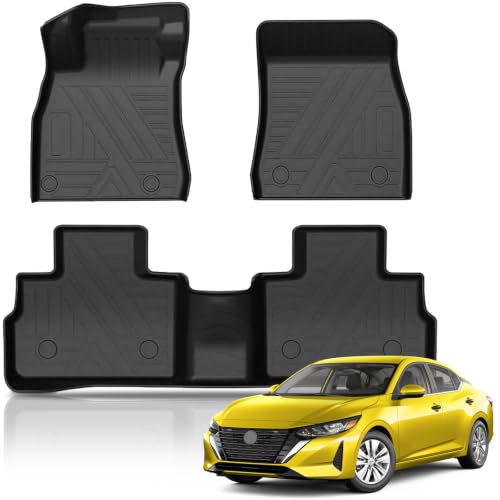 KUST Custom Fit Floor Mats for 2020-2025 Nissan Sentra Accessories (Not for 2026) All Weather Floor Liners Front Rear 2 Rows Car Mats TPE Rubber Raised Edge
