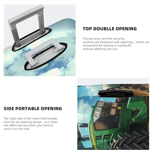 Green Tractor Field Print Luggage Cover For Suitcase,Washable Elastic Travel Suitcase Protector With Zipper Closure And Bottom Buckle – Fits 18-32" Luggage-Large3