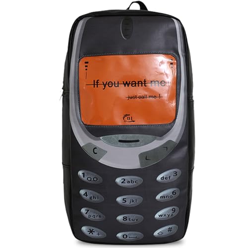 Teclado Fashion Backpack Personality Spoof Mobile Phone Style Casual Vintage Bookbags Lightweight Travel Daypacks (Black)