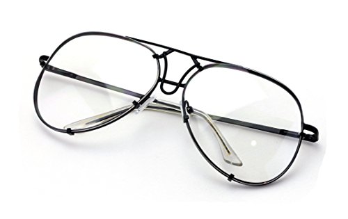 V.W.E. New Large Non-Prescription Premium Aviator Clear Lens Glasses Gold Silver Black3