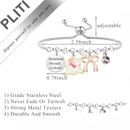 PLITI Cat Movie Inspired Gift Cartoon Cat Gift She Believed She Could So She Did Pink Cat Bracelet For Cats Lover2