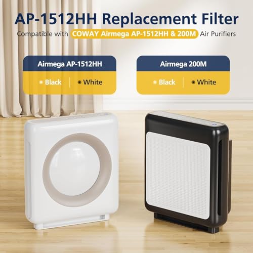 AP-1512HH HEPA Replacement Filter for Coway AP-1512HH AP1512HH Mighty Air Purifi-er, AP-1512HH-FP Item NO #3304899, 3 Pack AP-1512HH HEPA Filter Only