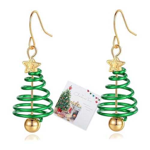 🎄 【Design festoso per l'albero di Natale】Abbraccia la magia delle feste con i nostri orecchini natalizi ispirati al tradizionale albero di Natale, sormontati da un'elegante stella. Misurano 4,45 cm x 1,39 cm, le loro linee delicate e la silhouette riconoscibile catturano lo spirito del Natale, per uno stile davvero festoso e incantevole.