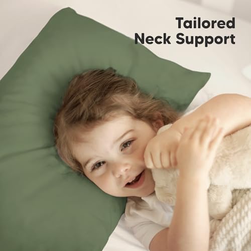 Image of KeaBabies Organic Toddler Pillow with Pillowcase,Jumbo 14X20(Jungle Green) | Soft Cotton Toddler Pillows for Sleeping, Machine Washable, Perfect for Travel, School, Daycare, Nap, Kids Toddler Bed Set