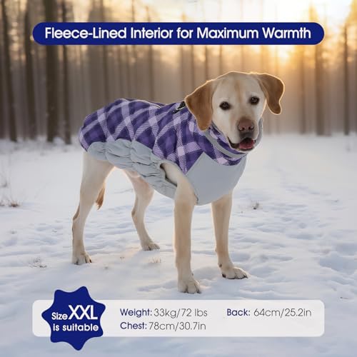 Image of FUAMEY Dog Cold Weather Coats Reflective Dog Warm Jacket with Harness