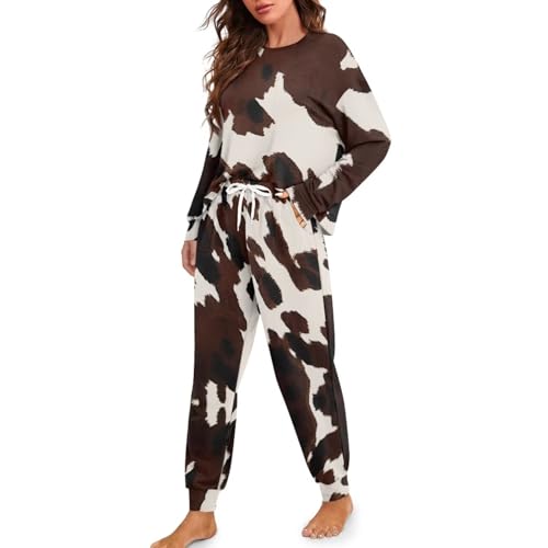 Image of Women's Pajamas Set Soft 2 Piece Loungewear Long Sleeve Pj Set Matching Sleepwear with Pockets for Women Plus Size