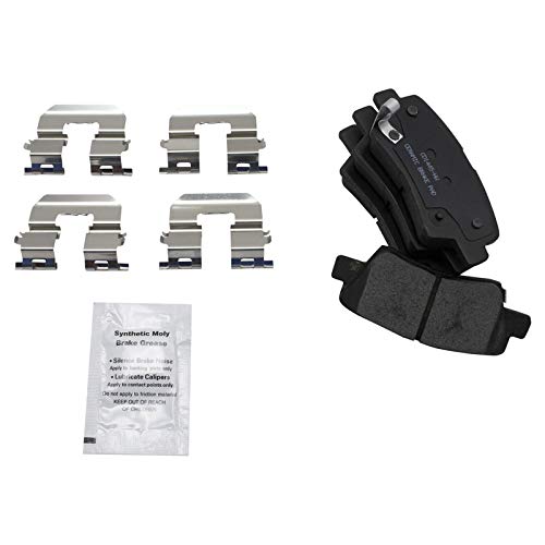 Image of TRQ Rear Brake Pad and Rotor Set Ceramic Coated Rotors Compatible with 2012-2017 Hyundai Accent Kia Rio