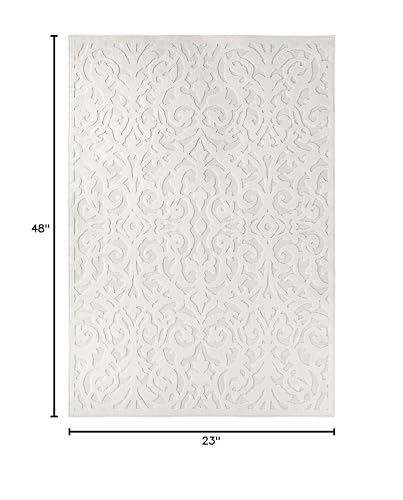 My Texas House Lady Bird Outdoor Rug - 1'11" x 4' Rectangle in Natural, High-Low Floral Design, Outdoor Kitchen and Front Porch Rug, Patio or Indoor Home Decor