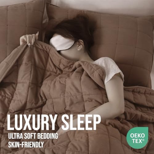 KASENTEX Queen Quilt Set 90"x90" – Soft Washed 3-Layer Lightweight Bedspread, Minimalist Nordic Design, All-Season Spring & Summer Quilt Set (1 Quilt + 2 Pillow Shams), Brown