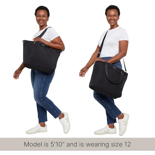 Image of Baggallini Carryall Tote - Lightweight Nylon Zipper Top Weekender Travel Beach Bag w /Luggage Sleeve