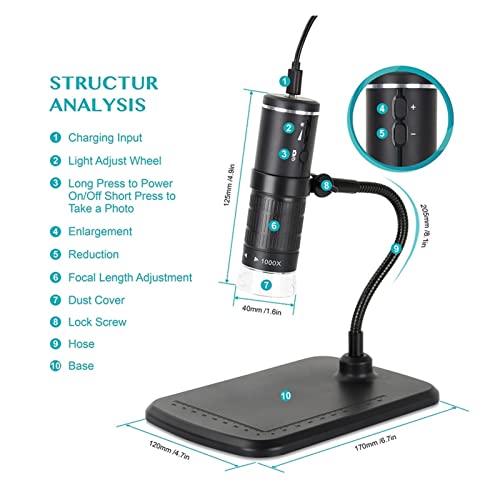 Microscopio industrial 1000x HD para reparar placas y circuitos con móvil 2