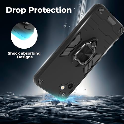 Image of A rtistque Armor Bumper Back Case Cover for Samsung Galaxy M06 / F06 5G | Stylish Ring Holder & Inbuilt Stand | Shockproof TPU Protective Design | 360 Degree | Samsung M06 Back Cover - Black