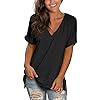 SAMPEEL Womens Tops Blouses Plus Size Short Sleeve Flowy Summer T Shirts Black XXL