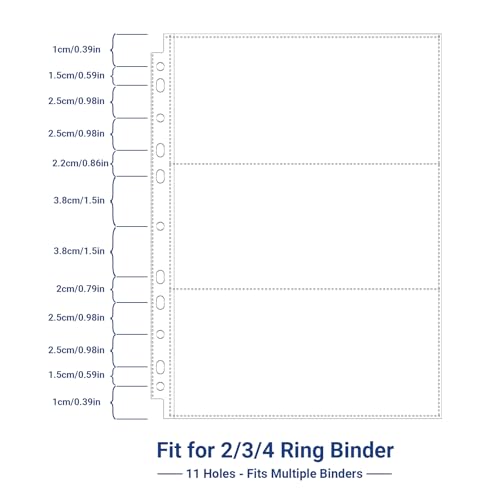 Image of 360 Pockets Acid Free Currency Sleeves, 60 Pack Dollar Bill Sleeves for Collecting Cash, Banknotes or Coupons, Fit for 3 Ring Binder Currency Album, Non Stick and Non Glare