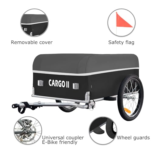 Tiggo Cargo II Fahrrad Lastenanhänger mit 130 Liter Volumen Klappbar Fahrradanhänger Transportanhänger (Grau)