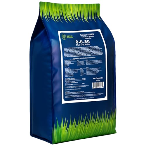 Supply Solutions | 0-0-50 Plus 17% Sulfur | Golden K-Max Sulfate of Potash (SOP) - Granular Fertilizer | High Potassium Plant Fertilizer for Indoor and Outdoor Garden - Stronger Roots (25 Pounds)