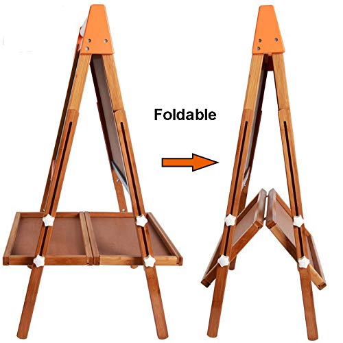 Agirlgle Art Easel for Kids Made of Bamboo Double-Sided Whiteboard & Chalkboard Standing Easel Kids Painting and Drawing with Bonus Paper Roll Magnetics Alphabet and Other Accessories