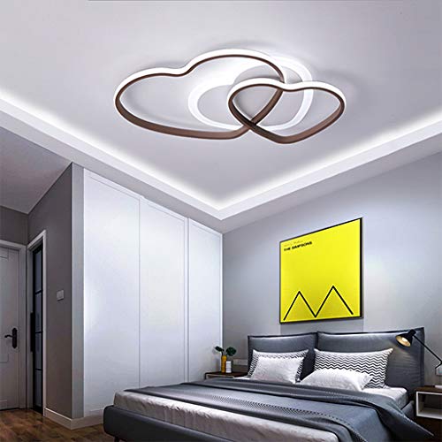 Lámpara De Techo Del LED Lámpara Sala Moderna Corazón Creativo Araña Chica Diseño Forma Pantalla Acrílico Techo Dormitorio Lámpara Color Marrón Niños Dibujos Animados Bebé Lámpara,53cm,6500k