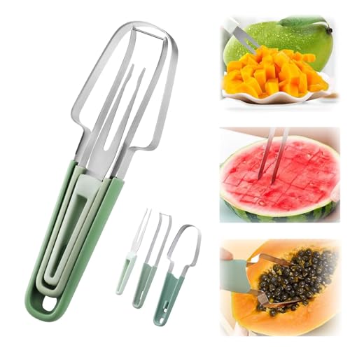 Taglierina Per Anguria 3 In 1 In Acciaio Inox, Aglia Melone Affetta Anguria, Taglia Cocomero Per Cucina, 3-In-1 Affetta Cocomero In Acciaio Inossidabile Per Frutta, Feste e Campeggio, Accessorio Cucin